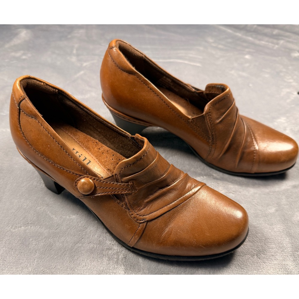 Cobb Hill by New Balance Womens Tan Leather Pleated Shootie Block Heel Pumps 7‎